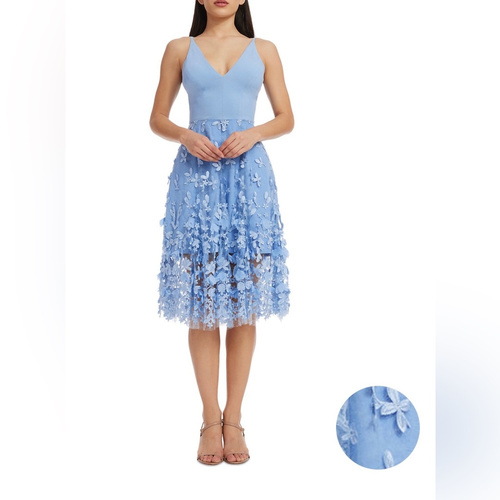 Dress the population sky blue flowered dress